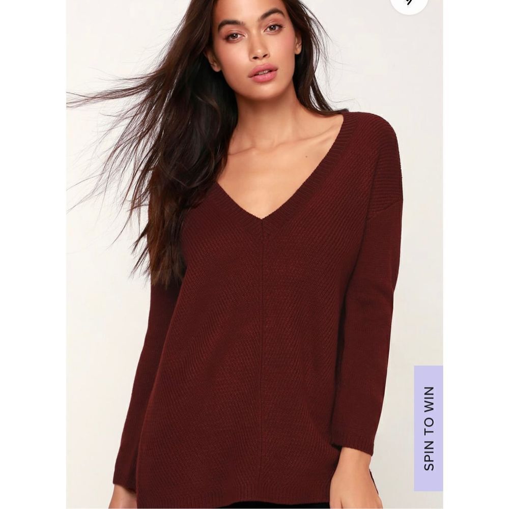JACK by BB Dakota NWOT burgundy v neck sweater with buttons down back soft cozy